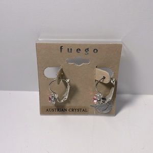 Fuego Pink and white Austrian Crystal earrings